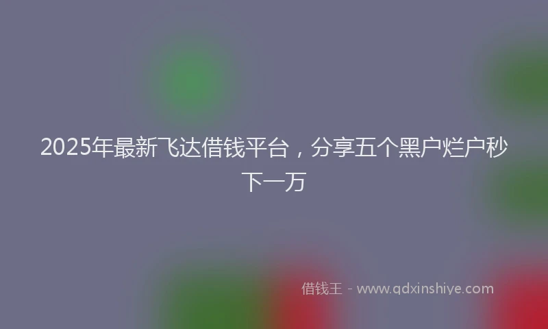 2025年最新飞达借钱平台，分享五个黑户烂户秒下一万