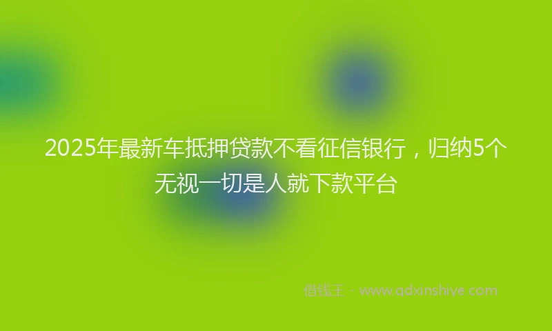 2025年最新车抵押贷款不看征信银行，归纳5个无视一切是人就下款平台