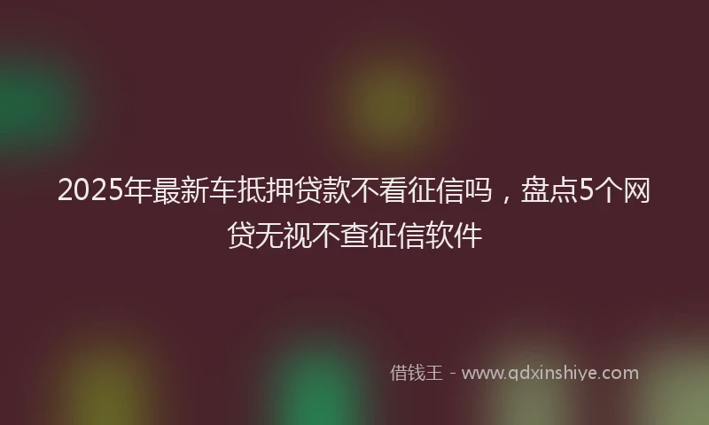 2025年最新车抵押贷款不看征信吗，盘点5个网贷无视不查征信软件