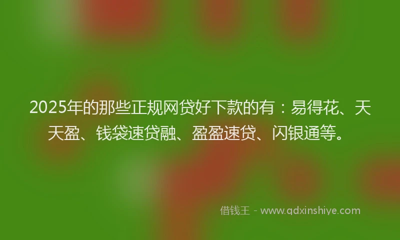 2025年的那些正规网贷好下款的有：易得花、天天盈、钱袋速贷融、盈盈速贷、闪银通等。