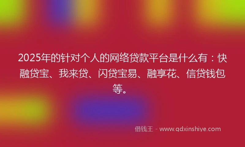 2025年的针对个人的网络贷款平台是什么有：快融贷宝、我来贷、闪贷宝易、融享花、信贷钱包等。