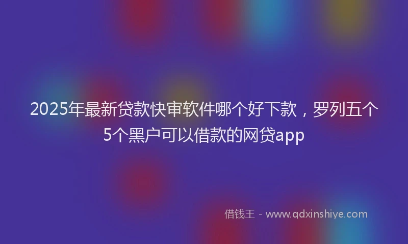 2025年最新贷款快审软件哪个好下款，罗列五个5个黑户可以借款的网贷app