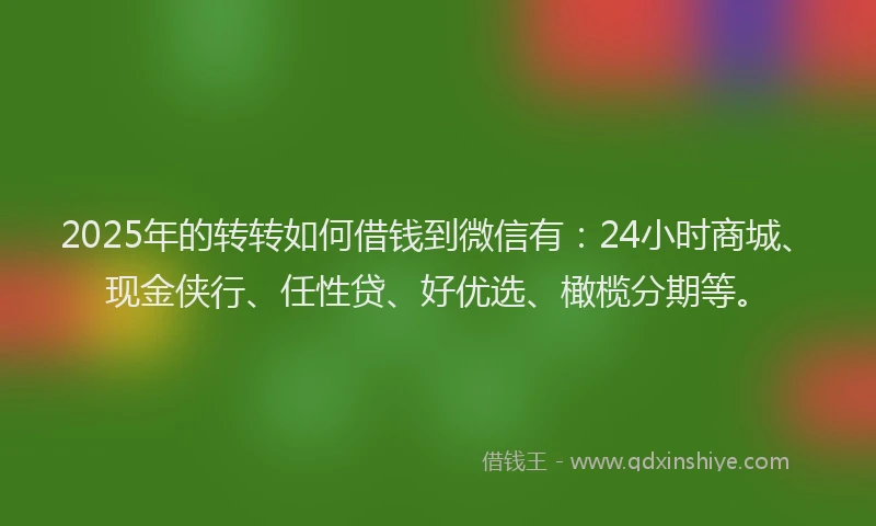 2025年的转转如何借钱到微信有：24小时商城、现金侠行、任性贷、好优选、橄榄分期等。