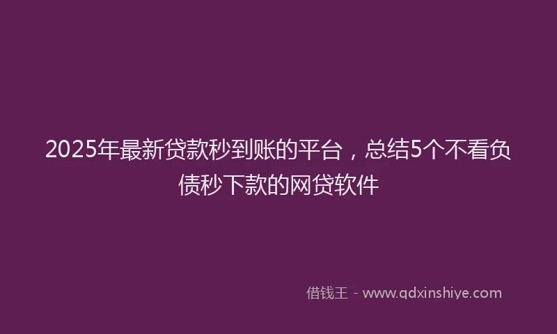 2025年最新贷款秒到账的平台，总结5个不看负债秒下款的网贷软件