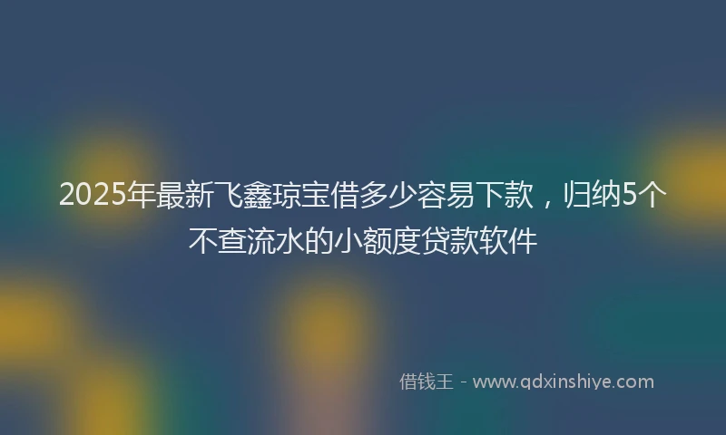 2025年最新飞鑫琼宝借多少容易下款，归纳5个不查流水的小额度贷款软件