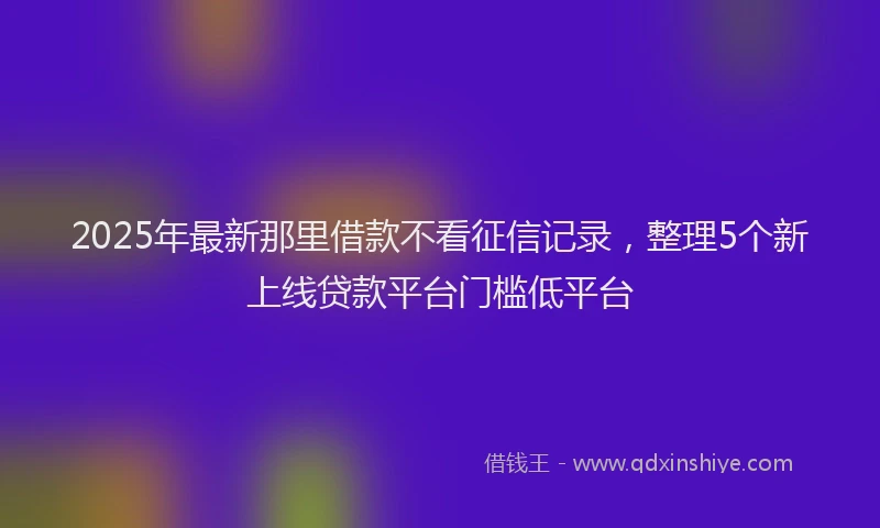 2025年最新那里借款不看征信记录，整理5个新上线贷款平台门槛低平台