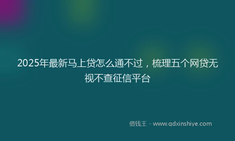 2025年最新马上贷怎么通不过，梳理五个网贷无视不查征信平台