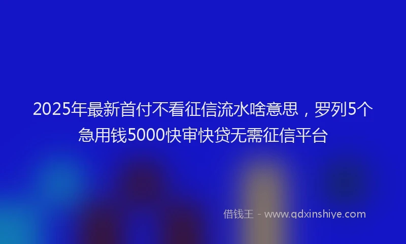 2025年最新首付不看征信流水啥意思，罗列5个急用钱5000快审快贷无需征信平台