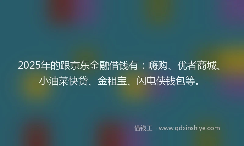 2025年的跟京东金融借钱有：嗨购、优者商城、小油菜快贷、金租宝、闪电侠钱包等。