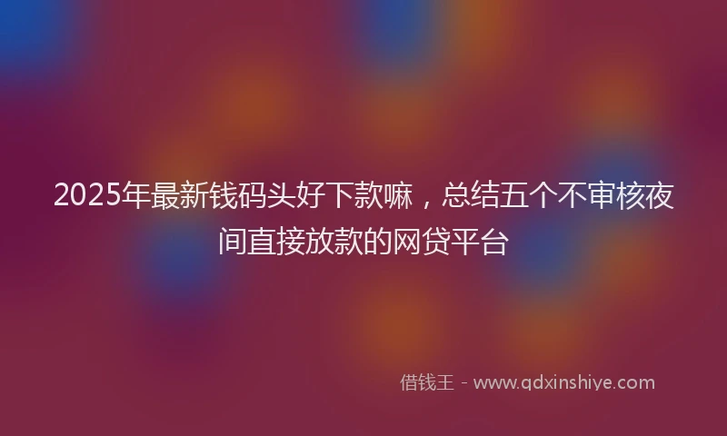 2025年最新钱码头好下款嘛，总结五个不审核夜间直接放款的网贷平台