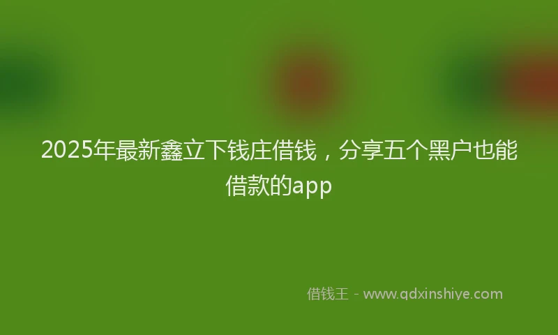 2025年最新鑫立下钱庄借钱，分享五个黑户也能借款的app