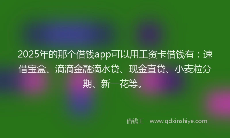 2025年的那个借钱app可以用工资卡借钱有：速借宝盒、滴滴金融滴水贷、现金直贷、小麦粒分期、新一花等。