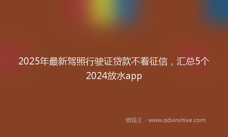 2025年最新驾照行驶证贷款不看征信，汇总5个2024放水app