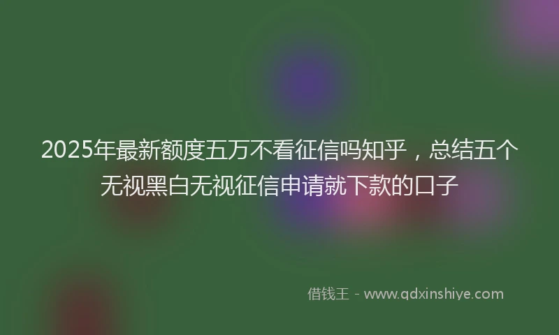 2025年最新额度五万不看征信吗知乎，总结五个无视黑白无视征信申请就下款的口子
