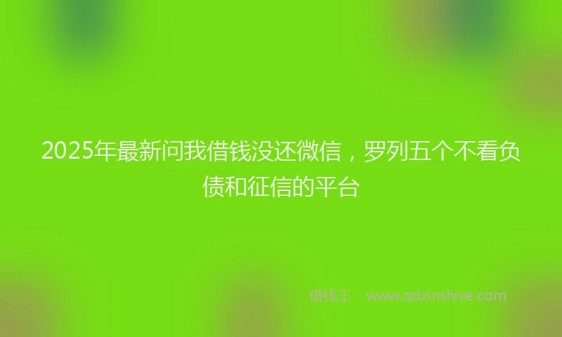 2025年最新问我借钱没还微信，罗列五个不看负债和征信的平台