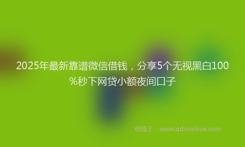 2025年最新靠谱微信借钱，分享5个无视黑白100%秒下网贷小额夜间口子