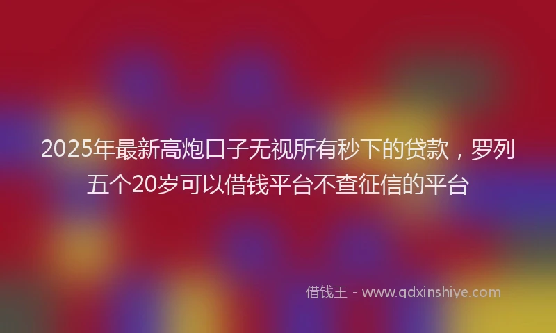 2025年最新高炮口子无视所有秒下的贷款，罗列五个20岁可以借钱平台不查征信的平台