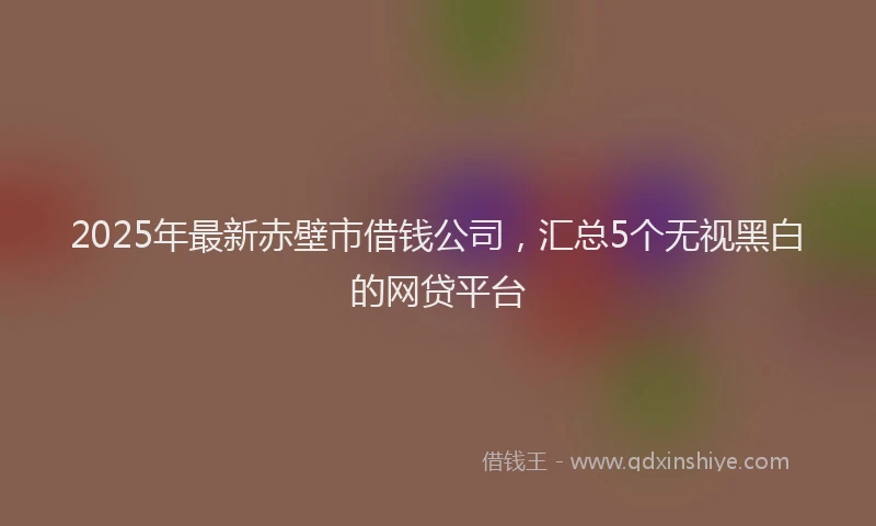 2025年最新赤壁市借钱公司，汇总5个无视黑白的网贷平台