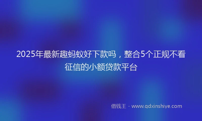 2025年最新趣蚂蚁好下款吗，整合5个正规不看征信的小额贷款平台