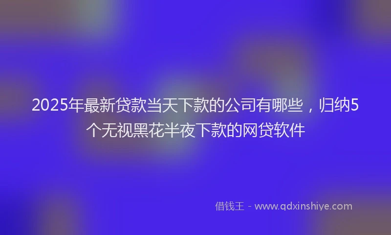 2025年最新贷款当天下款的公司有哪些，归纳5个无视黑花半夜下款的网贷软件