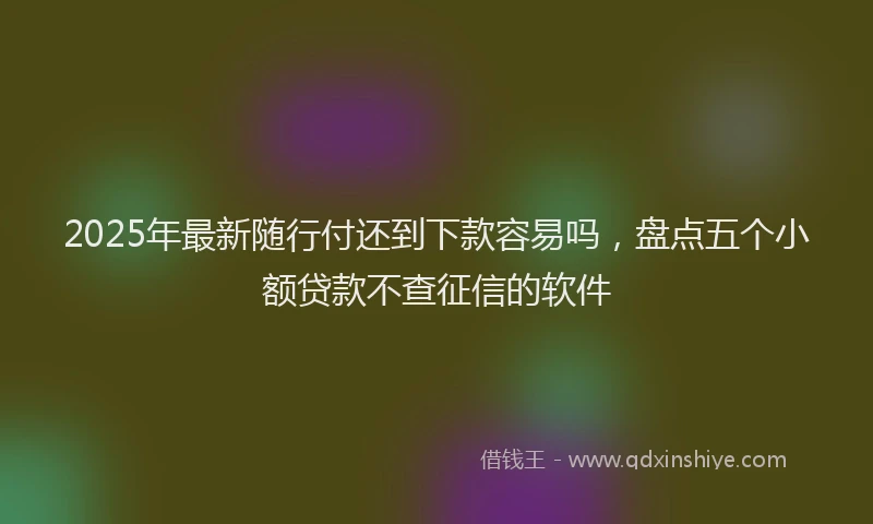2025年最新随行付还到下款容易吗，盘点五个小额贷款不查征信的软件