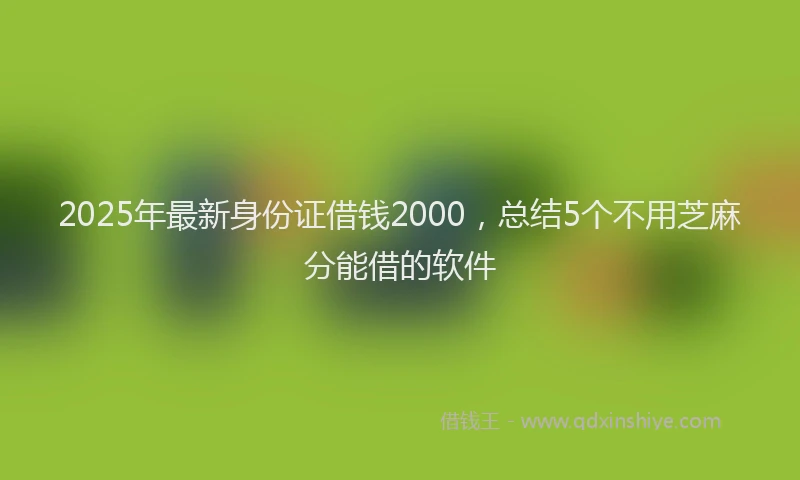 2025年最新身份证借钱2000，总结5个不用芝麻分能借的软件