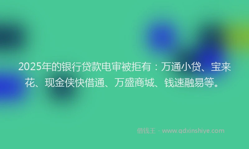 2025年的银行贷款电审被拒有：万通小贷、宝来花、现金侠快借通、万盛商城、钱速融易等。