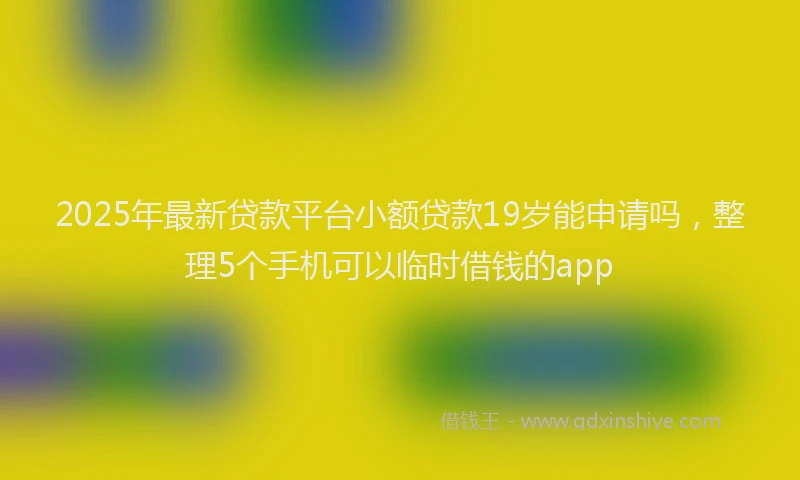 2025年最新贷款平台小额贷款19岁能申请吗，整理5个手机可以临时借钱的app