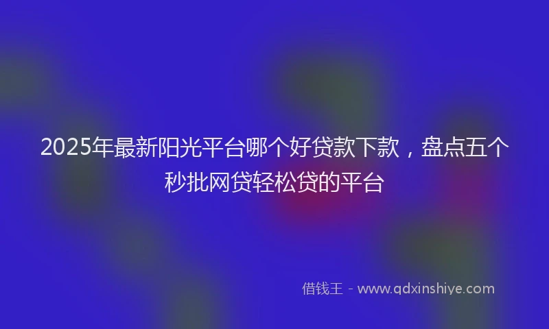 2025年最新阳光平台哪个好贷款下款，盘点五个秒批网贷轻松贷的平台