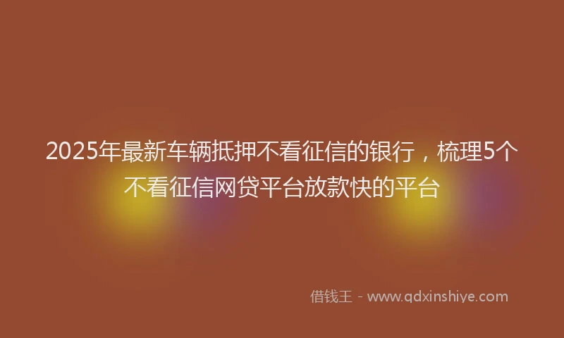 2025年最新车辆抵押不看征信的银行，梳理5个不看征信网贷平台放款快的平台