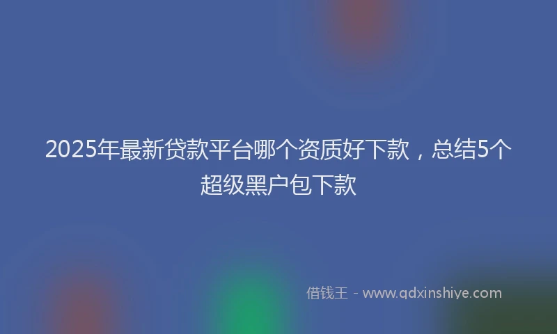 2025年最新贷款平台哪个资质好下款，总结5个超级黑户包下款