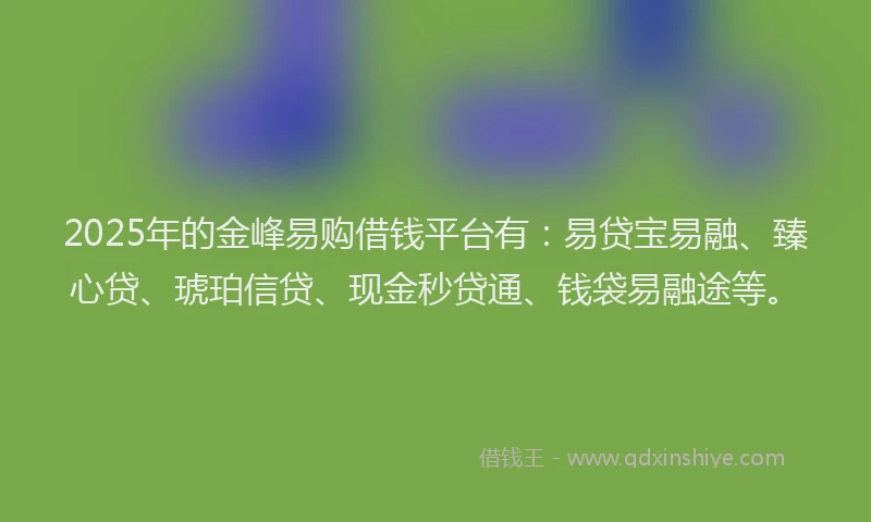 2025年的金峰易购借钱平台有：易贷宝易融、臻心贷、琥珀信贷、现金秒贷通、钱袋易融途等。