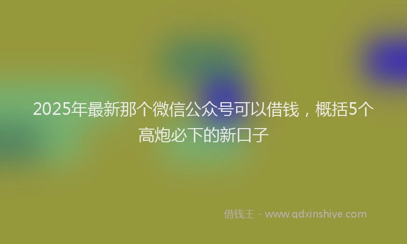 2025年最新那个微信公众号可以借钱，概括5个高炮必下的新口子
