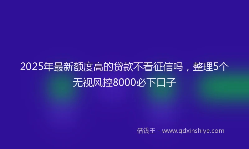 2025年最新额度高的贷款不看征信吗，整理5个无视风控8000必下口子