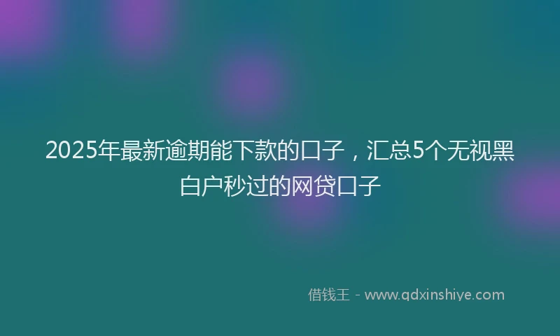 2025年最新逾期能下款的口子，汇总5个无视黑白户秒过的网贷口子