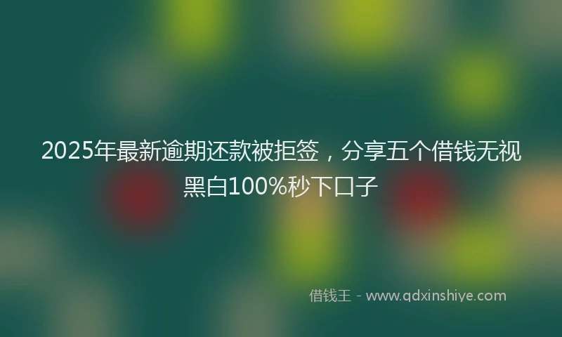 2025年最新逾期还款被拒签，分享五个借钱无视黑白100%秒下口子