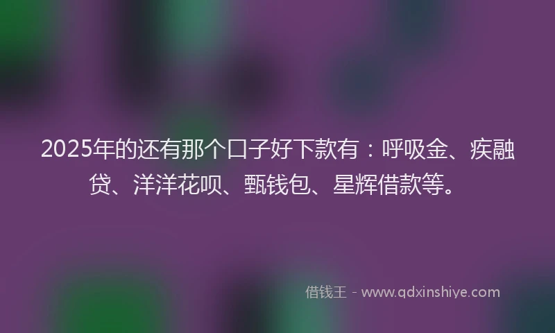 2025年的还有那个口子好下款有：呼吸金、疾融贷、洋洋花呗、甄钱包、星辉借款等。