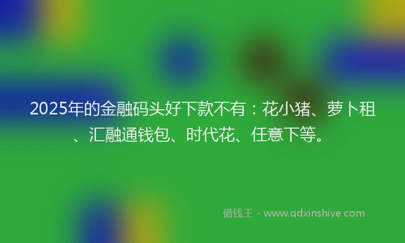2025年的金融码头好下款不有：花小猪、萝卜租、汇融通钱包、时代花、任意下等。