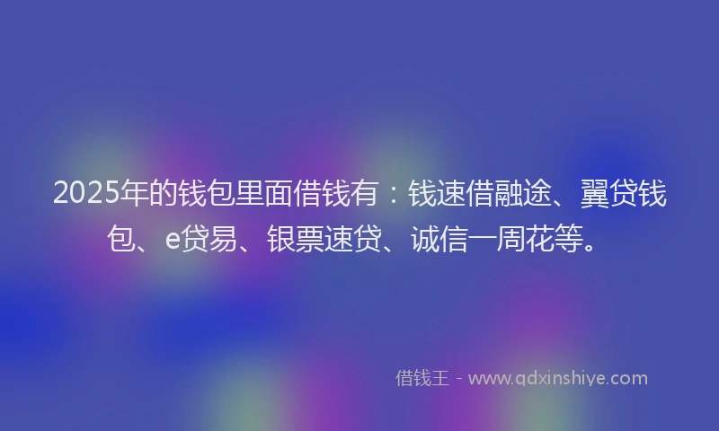 2025年的钱包里面借钱有：钱速借融途、翼贷钱包、e贷易、银票速贷、诚信一周花等。