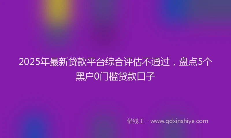 2025年最新贷款平台综合评估不通过，盘点5个黑户0门槛贷款口子