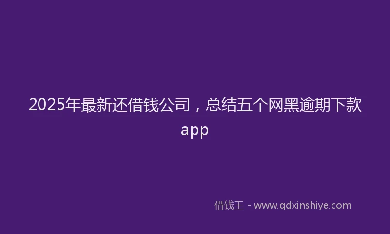 2025年最新还借钱公司，总结五个网黑逾期下款app