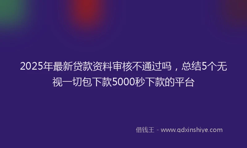 2025年最新贷款资料审核不通过吗,总结5个无视一切包下款5000秒下款的平台