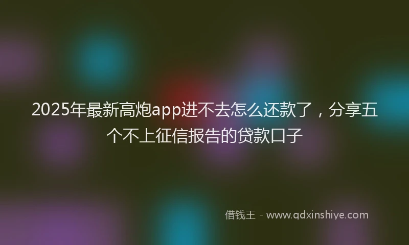 2025年最新高炮app进不去怎么还款了，分享五个不上征信报告的贷款口子