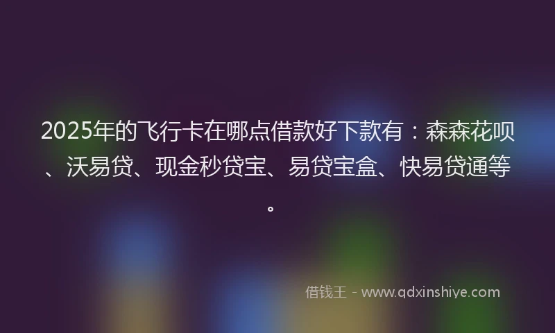 2025年的飞行卡在哪点借款好下款有：森森花呗、沃易贷、现金秒贷宝、易贷宝盒、快易贷通等。