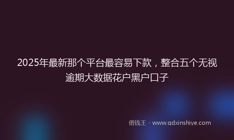 2025年最新那个平台最容易下款，整合五个无视逾期大数据花户黑户口子