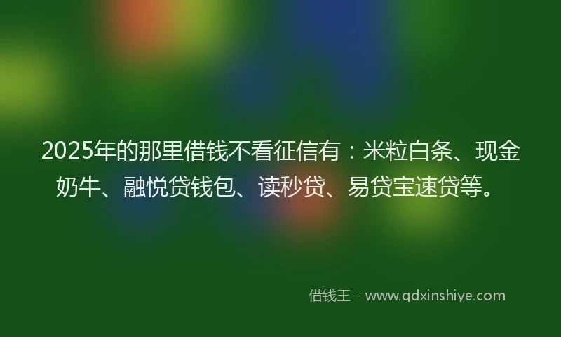 2025年的那里借钱不看征信有：米粒白条、现金奶牛、融悦贷钱包、读秒贷、易贷宝速贷等。