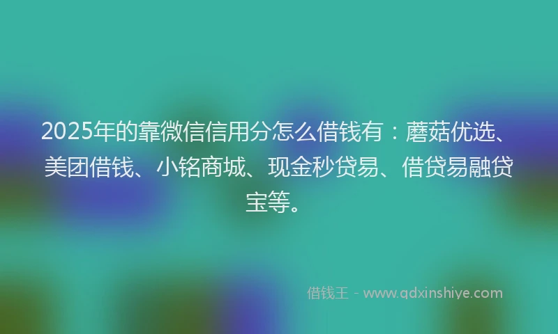 2025年的靠微信信用分怎么借钱有：蘑菇优选、美团借钱、小铭商城、现金秒贷易、借贷易融贷宝等。