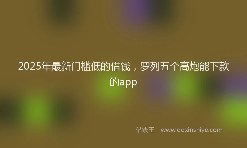 2025年最新门槛低的借钱，罗列五个高炮能下款的app