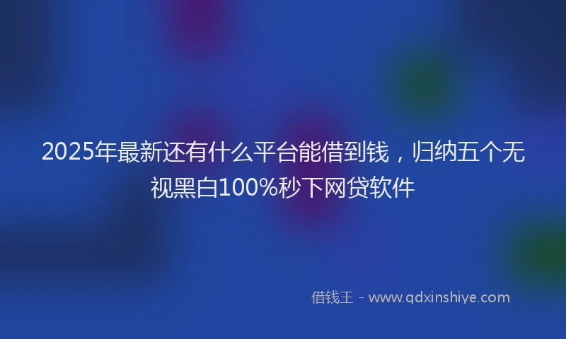 2025年最新还有什么平台能借到钱，归纳五个无视黑白100%秒下网贷软件