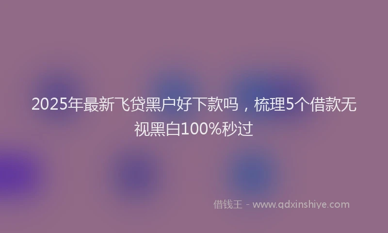 2025年最新飞贷黑户好下款吗，梳理5个借款无视黑白100%秒过